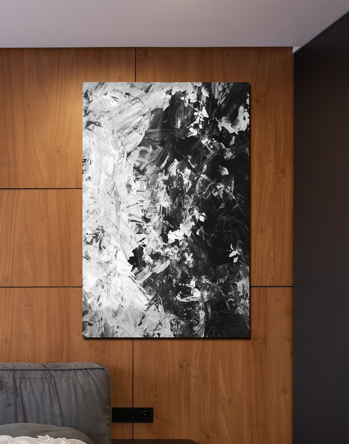 Akoestisch modern wandpaneel aan wand